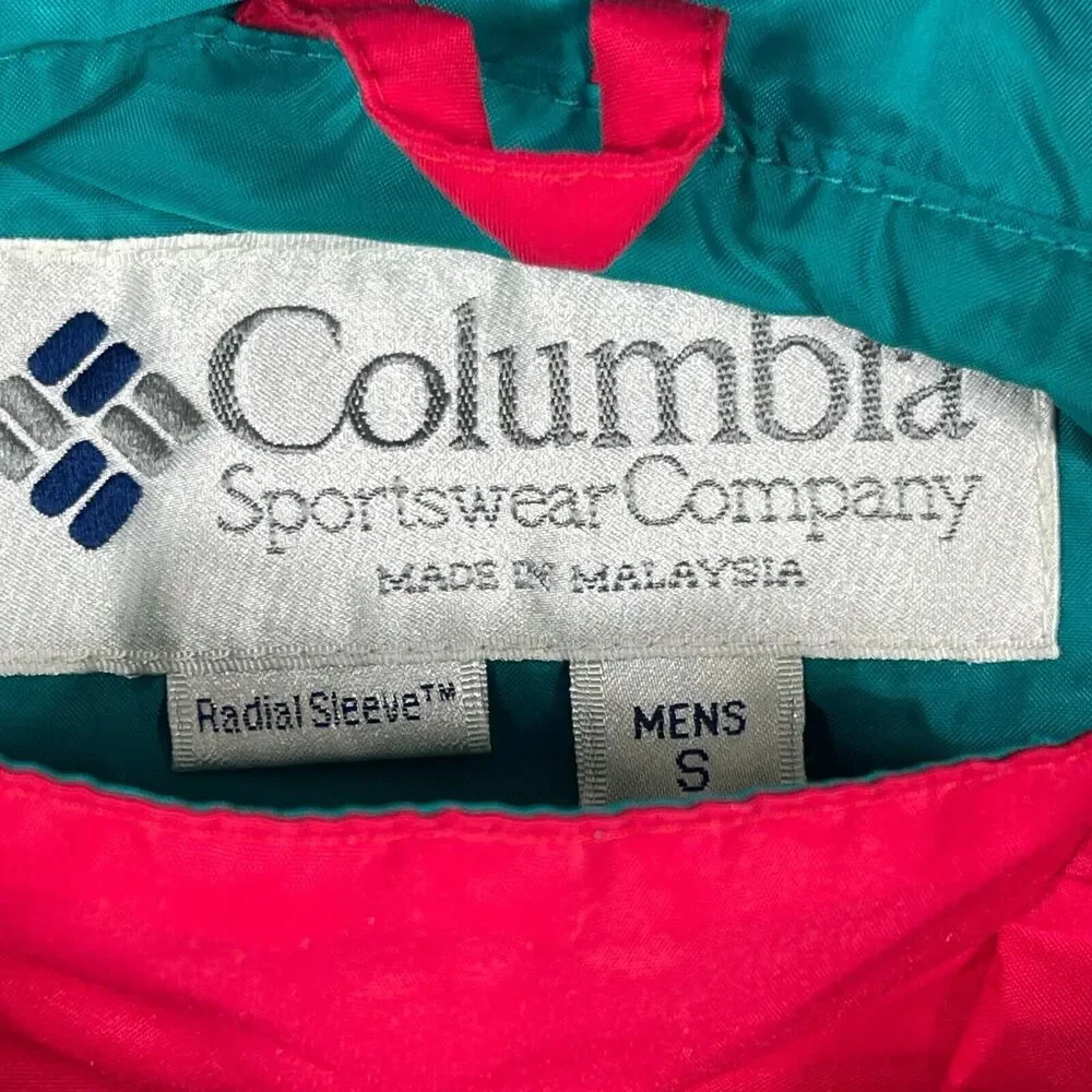 Vtg Columbia Jacket Mens Small Blue Quarter Zip Anorak Y2K Windbreaker Hooded